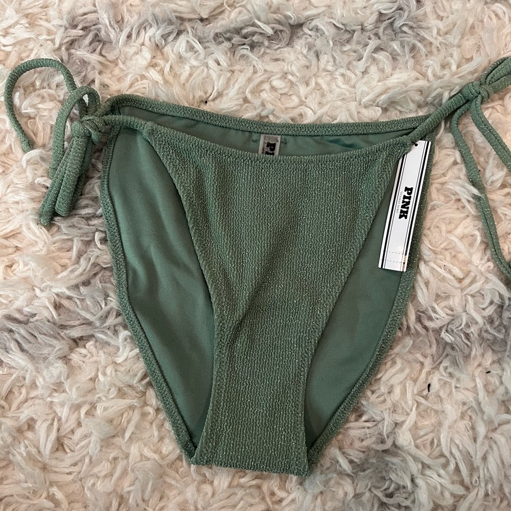 NWT PINK green shimmer bikini bottom